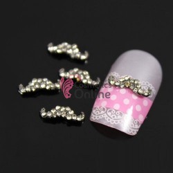 Decoratiuni 3D Metalice 036 Mustati Argintii cu Strasuri 